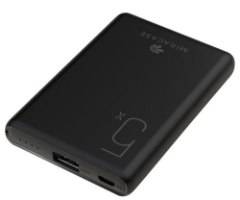 סוללת חירום ניידת Miracase Slim MPBM5000 – סוללת גיבוי שחורה מלבנית עם יציאות USB ונוריות חיווי