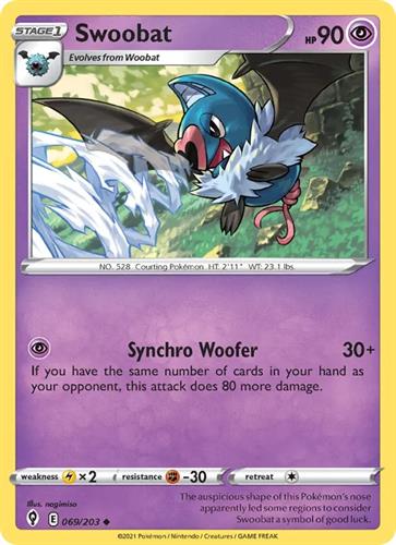 קלף בודד single פוקימון - swoobat - Evolving Skies - 069/203