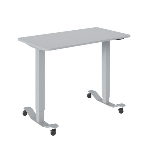 שולחן מתכוונן לישיבה ועמידה Keisar Grey עם מנגנון פנאומטי וגלגלים