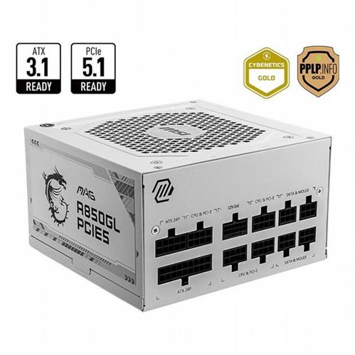 ספק כוח MSI MAG A850GL PCIE5 850W 80+ Gold מודולרי לבן