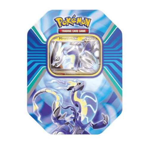 Pokemon TCG: Paldea Legends Tin Miraidon 2023 קלפי פוקימון TCG מקוריים מארז פח אגדות פאלדייה