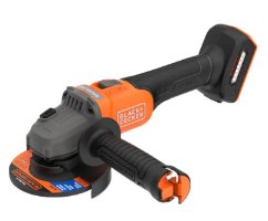 משחזת זווית חשמלית נטענת Black+Decker BCG6L8N-XJ 18V – מבט בזווית על משחזת כתומה ושחורה עם דיסק