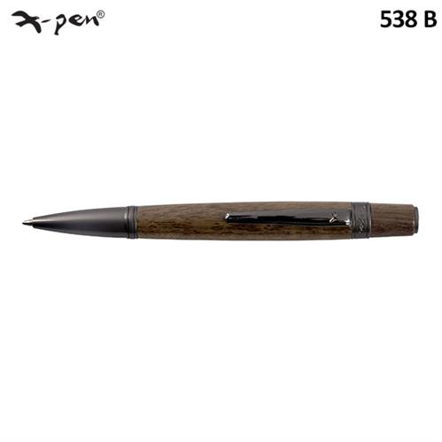 עט לורד כדורי עץ כהה קליפס טיטניום כסוף  X-Pen LORD NATURE דגם XP-538b
