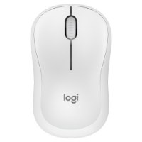 עכבר אלחוטי צבע לבן Logitech M240 Silent – מציג את העכבר הלבן מלמעלה עם גלגלת גלילה אפורה ולוגו לוג יטק Bluetooth