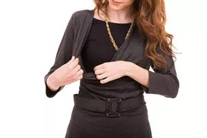 שמלת הנקה רבידה - שרוול 3/4 NursingAnywear