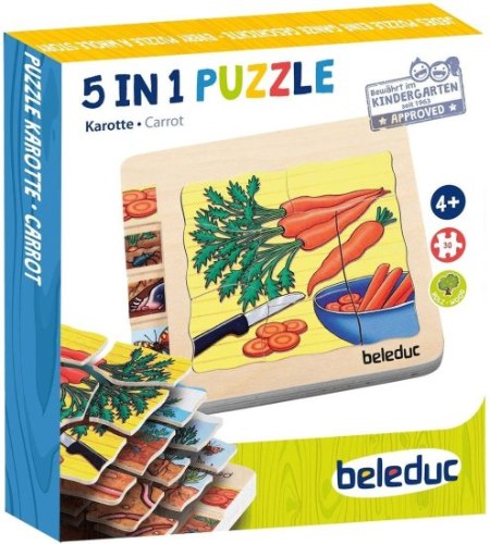 פאזל גזר מעץ 5 ב 1 עם 30 חלקים  17044 BELEDUC