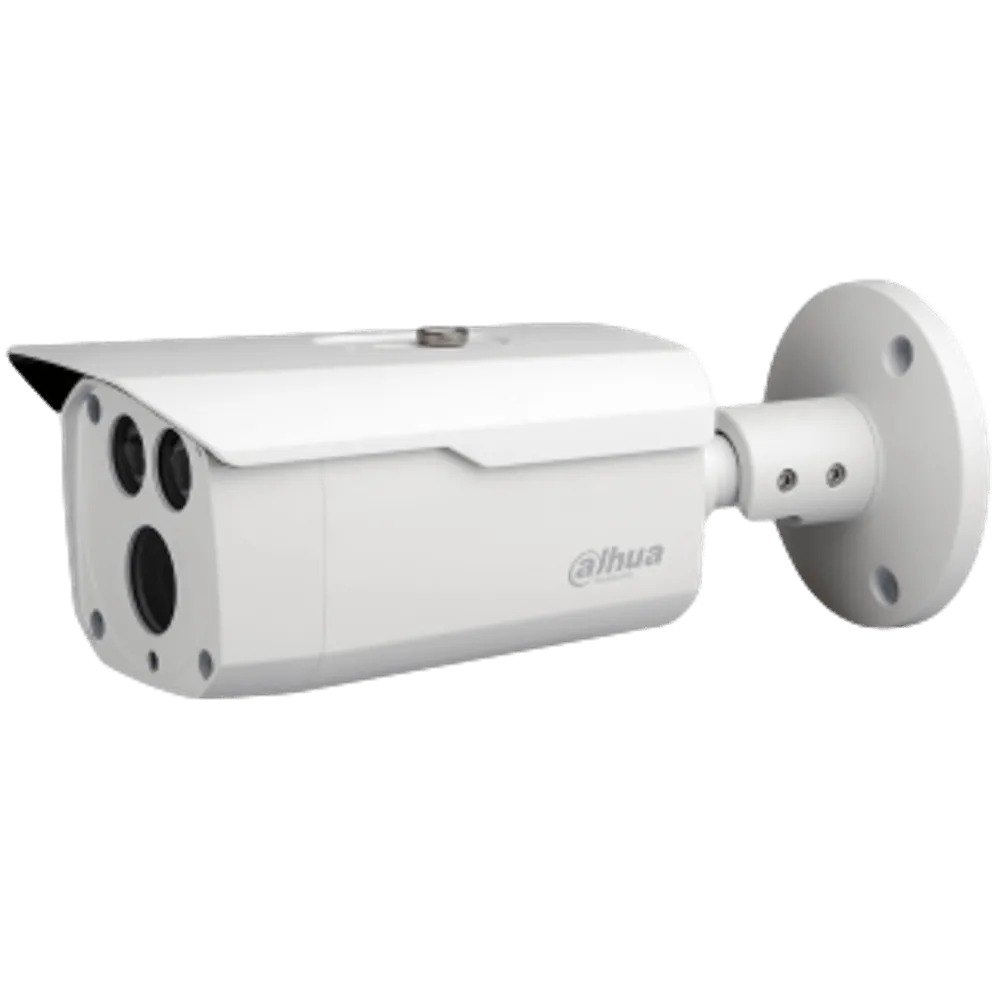 מצלמת צינור Dahua Technology Lite DH-HAC-HFW1801D Bullet – מצלמת אבטחה לבנה עם מגן שמש שחור קטן ובסיס עגול 4K
