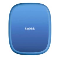 כונן SSD נייד SanDisk Creator Phone SSD 2TB – יחידה כחולה מעוגלת עם לוגו SanDisk לבן USB-C
