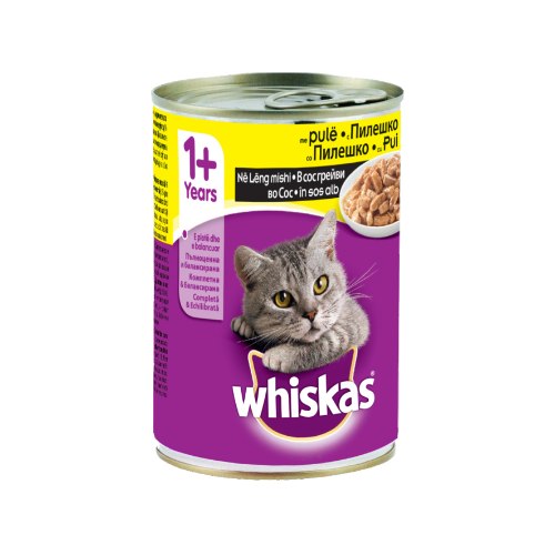 ויסקס מזון מלא רטוב לחתול בטעם עוף 400 גרם - WHISKAS CHICKEN CANNED 400G