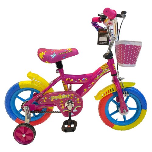 אופניים קוניקט מידה 12 ורוד/צבעוני