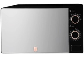 מיקרוגל מעוצב מראה 20 ליטר Berlinger Haus Rose Gold BH9900 – מבט חזיתי על המיקרוגל וכפתורי זהב ורוד