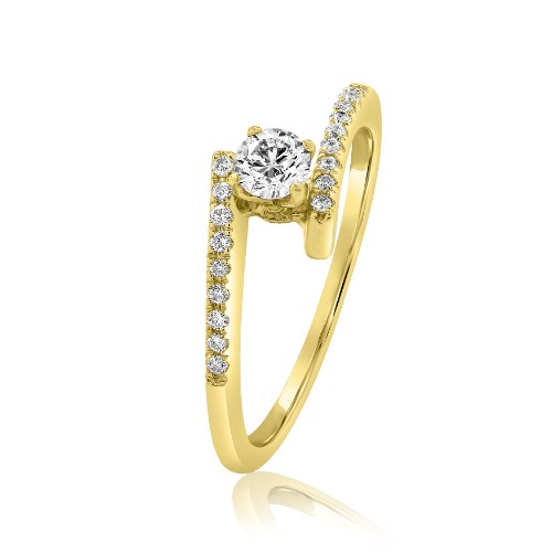 טבעת אירוסין זהב 14 קראט 0.37 קראט יהלומים