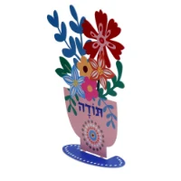 עציץ פרחים עומד כיתוב תודה