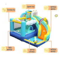 מתקן מתנפח עם מגלשה חד קרן דגם  W73056T מבית Doctor Dolphin