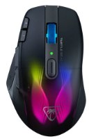 עכבר גיימינג אלחוטי Turtle Beach Kone XP Air – מבט עליון על עכבר שחור עם תאורת RGB וגלגלת כחולה