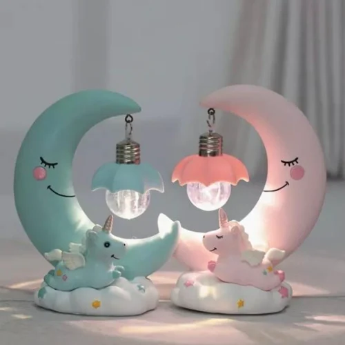 מנורת לילה ירח וחד קרן Unicorn