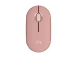 עכבר צבע ורוד Logitech Pebble 2 M350S – עכבר ורוד בהיר בודד על רקע לבן עם גלגלת גלילה Bluetooth