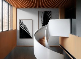 "Shanghai" - זוג תמונת קנבס של צילום תקריב מעולם האריכטקטורה בשחור לבן בסגנון אבסטרקטי