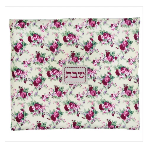 כיסוי לפלטת שבת פרחים לבן וורוד