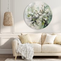 תמונת זכוכית פרחים ירוקים בסלון מודרני