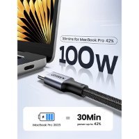 כבל טעינה  UGREEN USB C Tto USB C Cable, 100W USB C Charger Cable 3M