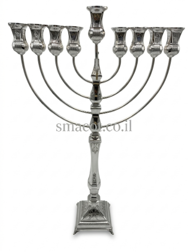 חנוכייה מכסף טהור אוקספורד ריקוע 50 ס"מ