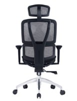 כיסא משרד ארגונומי מושב רשת Sitplus Clover – כיסא שחור מרשת עם משענת ראש צולם מאחור