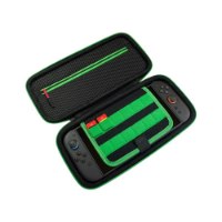 נרתיק נשיאה עבור Turtle Beach Playtrek Donkey Kong Switch 2 – כיסוי מגן פתוח שחור-ירוק ובו קונסולת סוויץ וכרטיסי משחק