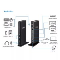 תחנת עגינה חיבור TYPE-C+USB 3 ל-DUAL HDMI+ AUDIO+ LAN