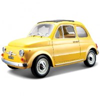 דגם מכונית בוראגו פיאט 500F צהוב 1/24 Bburago Fiat 500F 1965