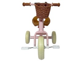 תלת אופן וינטג כולל סלסלת קש בצבע ורוד 49369P מסדרת Retro line