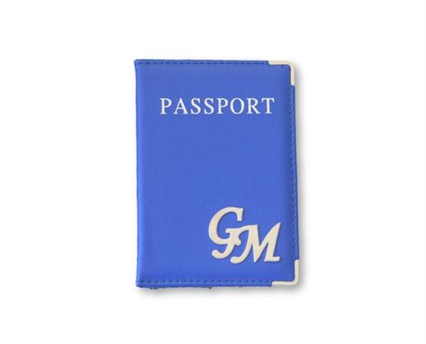 כיסוי לדרכון דמוי כחול רויאל וכסף