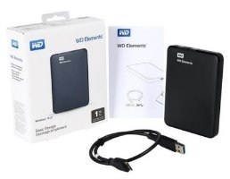 כונן קשיח חיצוני Western Digital Elements Portable 1TB – ערכה הכוללת את הכונן הקשיח השחור אריזתו