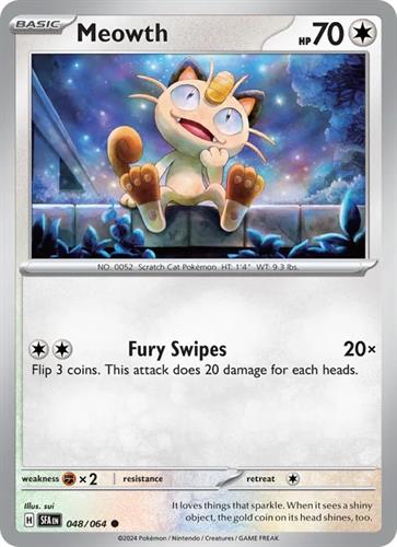 קלף בודד single פוקימון - meowth - Shrouded Fable - 048/064