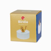 קופסת תכשיטים פורצלן עם דמות ציפור מוזהבת Birdie