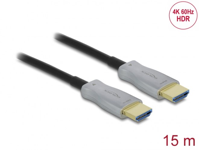 כבל מסך אקטיבי Delock Active Optical Cable HDMI 4K 60 Hz 15 m