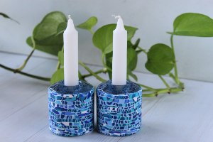 זוג פמוטים דו צדדיים בגווני כחול ולבן