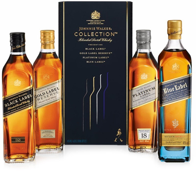 מארז ג'וני ווקר 200 מ"ל           Johnnie Walker Collection Blended Scotch Whisky 4 x 20 cl Giftpack