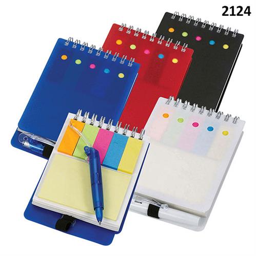 פנקס ספירל עם עט וממו סטיק דגם 2124