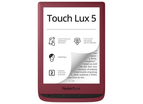 טאבלט לקריאת ספרים - POCKETBOOK 6" TOUCH LUX 5 628 RUBINE