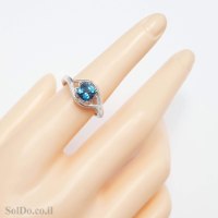 טבעת מכסף משובצת אבן טופז כחולה RG1736 | תכשיטי כסף 925 | טבעות כסף
