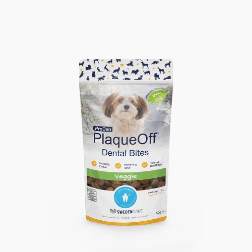 פלאק אוף- דנטל בייטס veggie- חטיפים לכלבים לסיוע בשמירה על חלל הפה והשיניים -לכלבים מגזע קטן 60 גרם