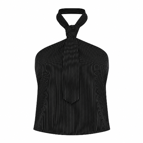 TIE TOP- BLACK STRIPED