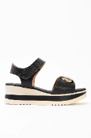 סנדל  מעור סוליית פלטפורמה Oh My Sandles בשחור ובז