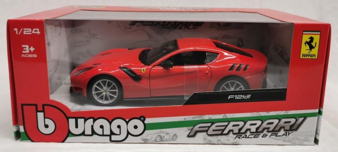 דגם מכונית בוראגו פרארי אדומה Bburago Ferrari F12 TDF Red 1/24