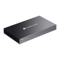 מתג שולחני מנוהל Omada SG2008 RJ45 – מתג שחור עם סמליל Omada נוריות חיווי ופתחי אוורור
