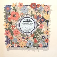 שלט  קיר  ברכה והודיה מתכת -"מזמור לתודה" מעוצב  ופרחוני .