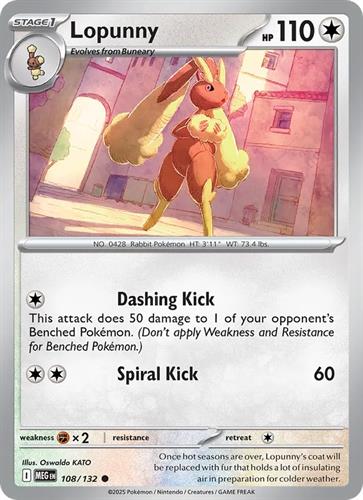 קלף בודד single פוקימון - lopunny - Mega Evolution - 108/132