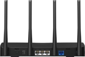 ראוטר Mercusys BE3600 Dual-Band WiFi 7 MR27BE – מבט אחורי על חיבורים וכפתורים עם 4 אנטנות