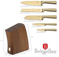 Berlinger Haus BH3125 סט סכינים זהב עם מעמד עץ אקציה לעיצוב מטבח ייחודי
